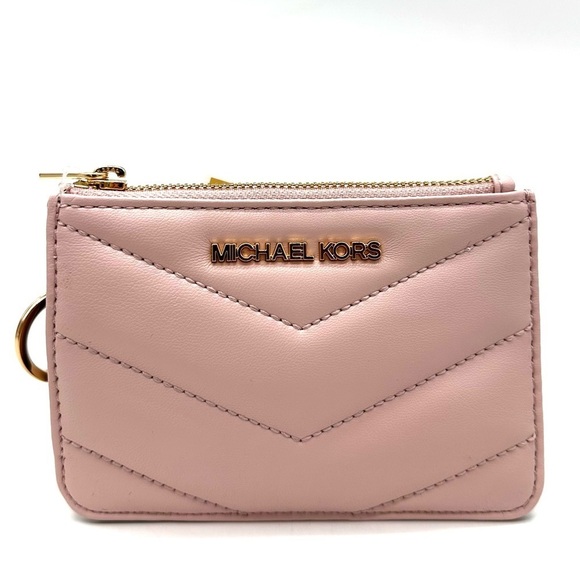 Michael Kors Jet Set Travel Small Top Zip Coin Pouch with ID Holder Powder Blush - Picture 3 of 8